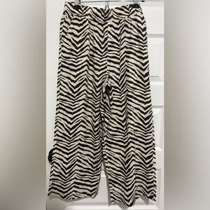 NWT Tahari Linen Zebra Print Wide-Leg Pants